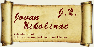 Jovan Mikolinac vizit kartica